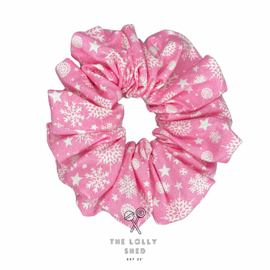 Pink Snowflake Scrunchie