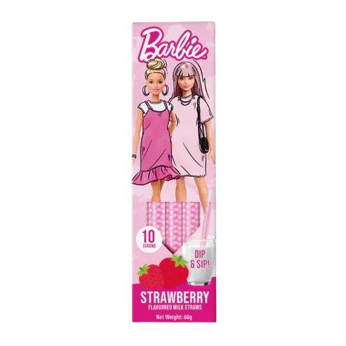 Barbie Strawberry Flavoured Milk Straws 10pack