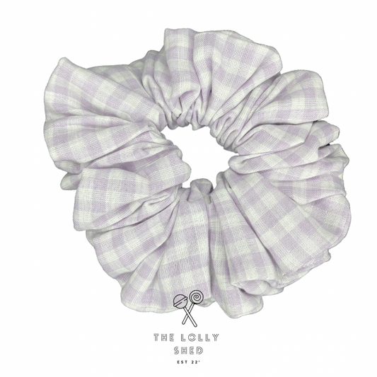 Lilac Gingham Scrunchie