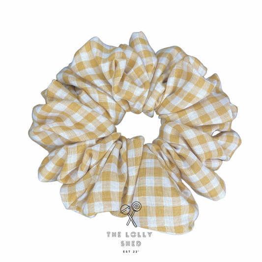 Mustard Gingham Scrunchie