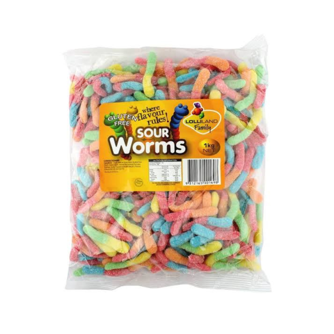 Bulk Sour Worms 1kg – The Lolly Shed