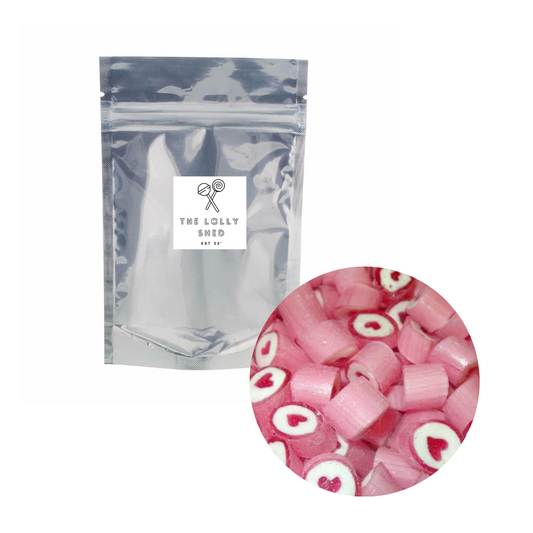 Mini Bag Rock Candy - Pink and White Hearts